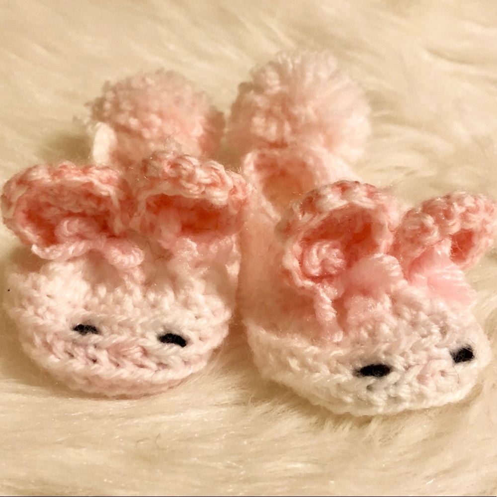 Handmade Crocheted Newborn Bunny 🐰 Slippers